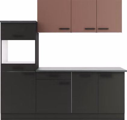 Linea cucina Optifit senza elettrodomestici Nizza407/Madrid420 210 cm rosso ruggine antracite opaco smontata, versione reversibile KPNM 2181OE