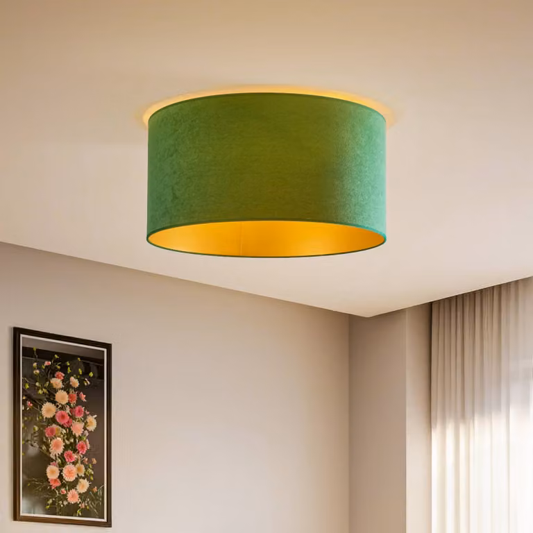 Plafoniera soffitto Golden Roller Duolla, dimmerabile, Verde, Soggiorno / Sala da pranzo, Tessuto / Stoffa / Seta, Plafoniera