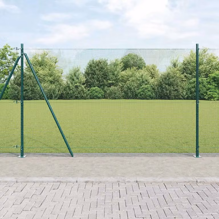 Recinzione Metallica Saldata vidaXL con Base in Cemento Verde 25 x 1,5 m