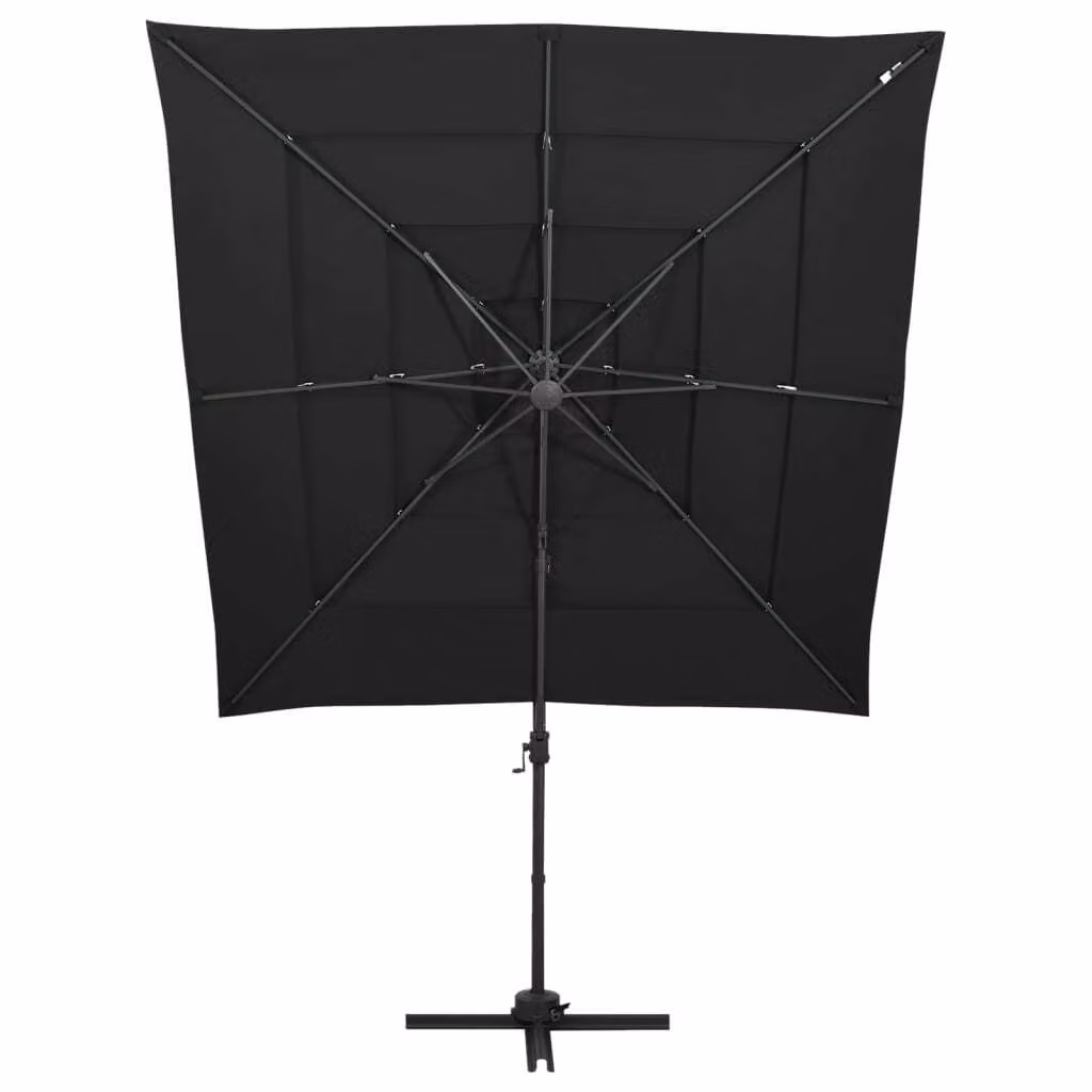 vidaXL Ombrellone con palo in alluminio a 4 strati nero 250x250 cm