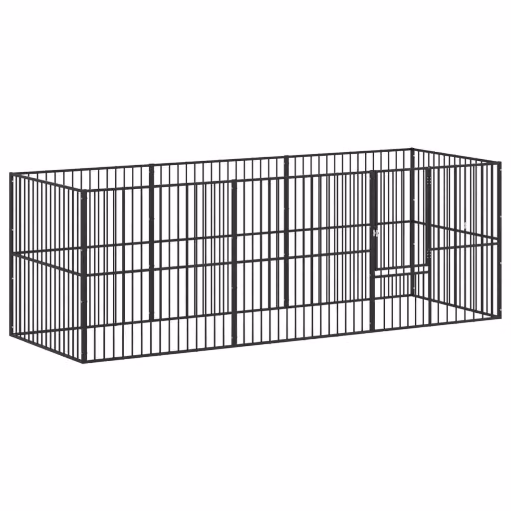 Box per cani VIDAXL in metallo nero opaco con 8 pannelli – 2