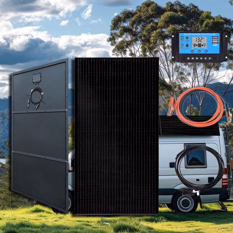 Kit pannelli solari da 300W - 2 pannelli monocristallini rigidi da 150W ciascuno - Struttura fissa - Per uso domestico