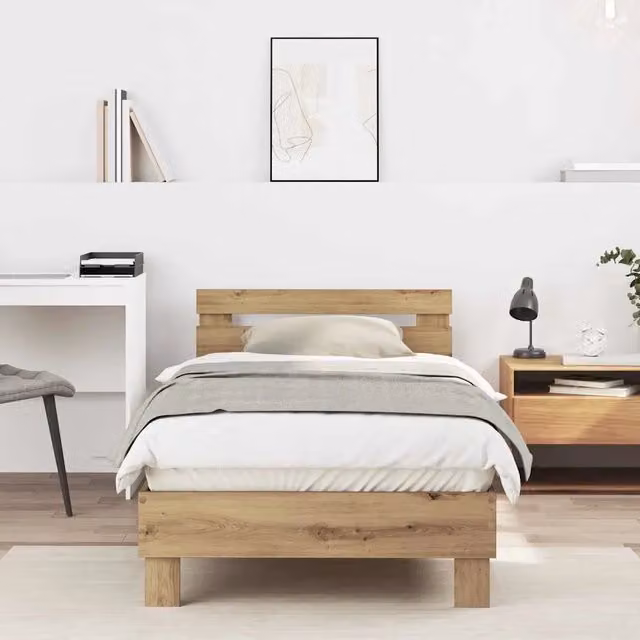 Struttura letto moderno vidaXL in legno color rovere, L/P/H: 203 x 95 x 70 cm