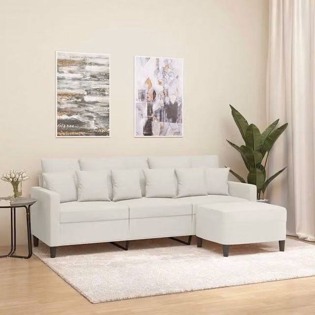 Divano a 3 posti moderno vidaXL in velluto beige per soggiorno L: 198 cm, P: 80 cm, H: 77 cm