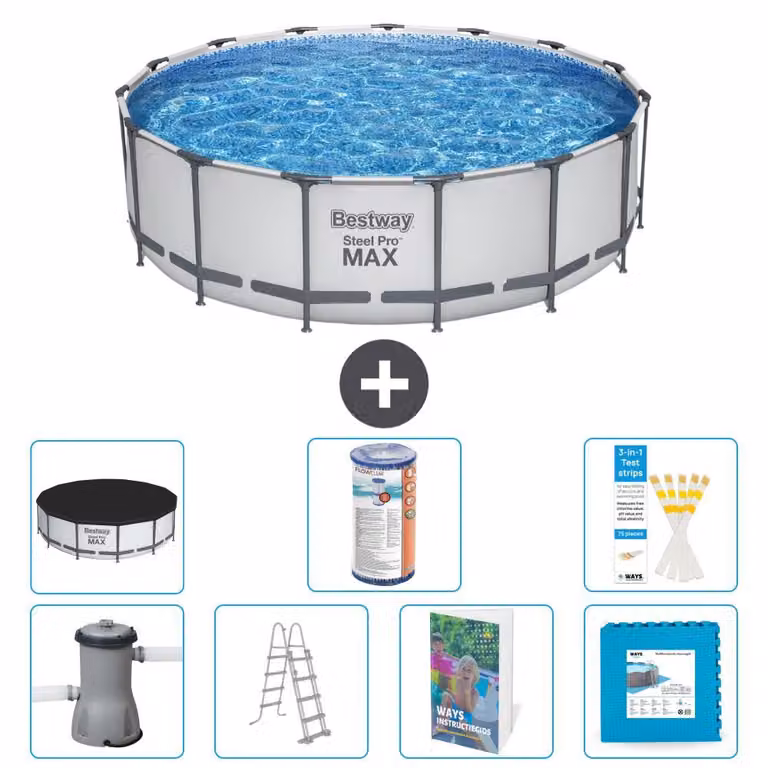 Piscina gonfiabile Bestway Steel Pro MAX, rotonda, 488x122 cm, composta da 6 parti, modello S602