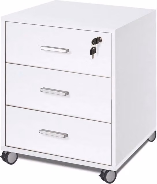 Cassettiera SARMOG con 3 cassetti e ruote, colore Bianco, L: 50 cm, P: 41 cm, H: 70 cm