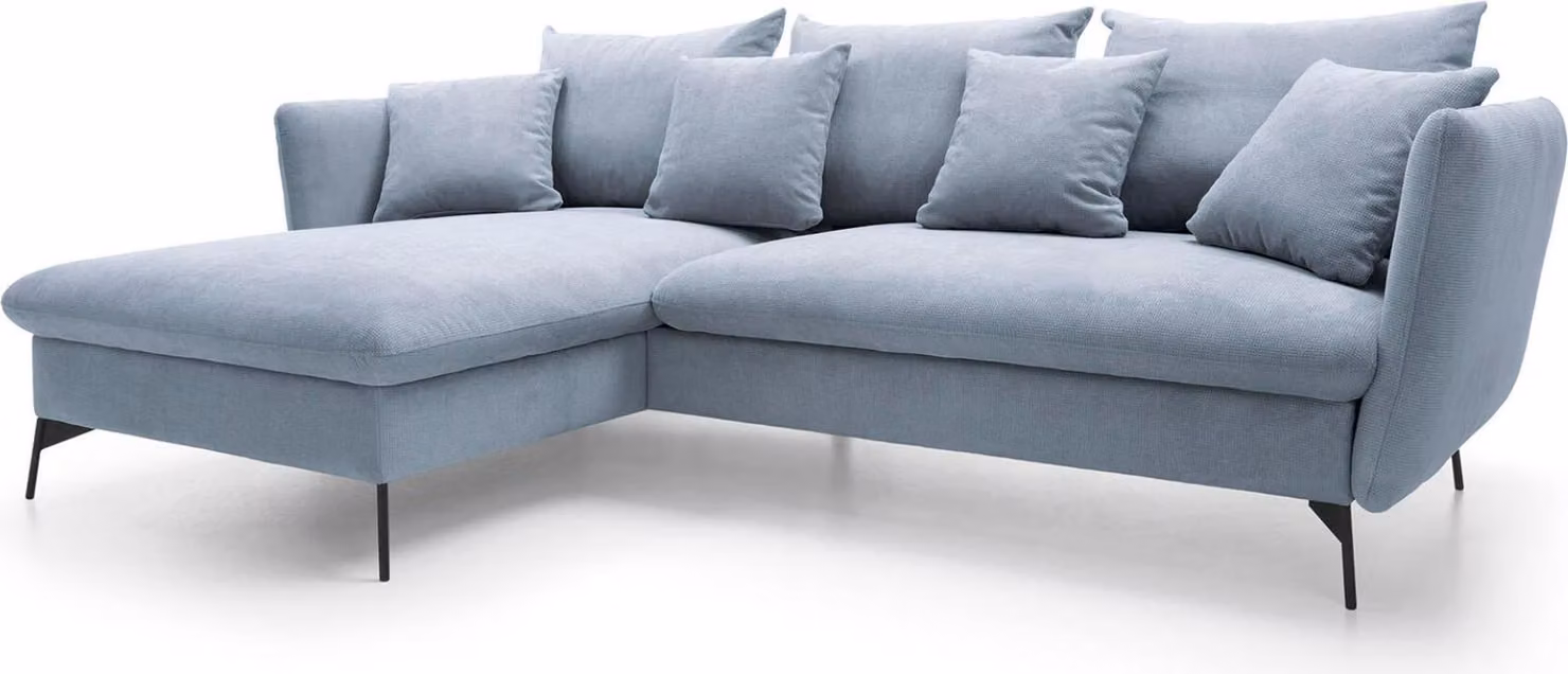 FURNLUX Divano angolare Viton Azzurro e Nero 258 cm / Colore principale: Blu / Dimensioni: 258 x 91 x 167 cm