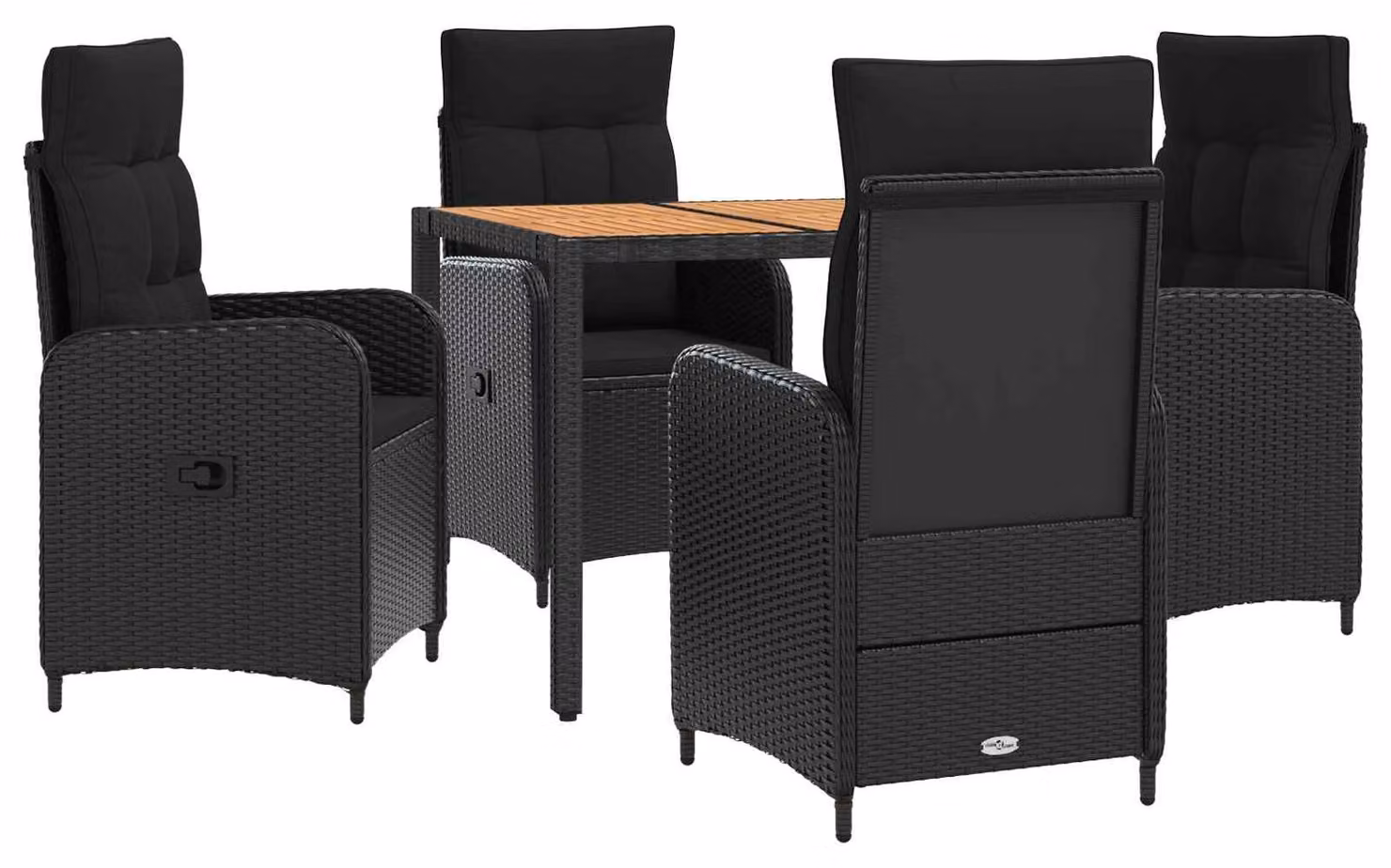 Set da tavolo da esterno, 5 pezzi, colore nero