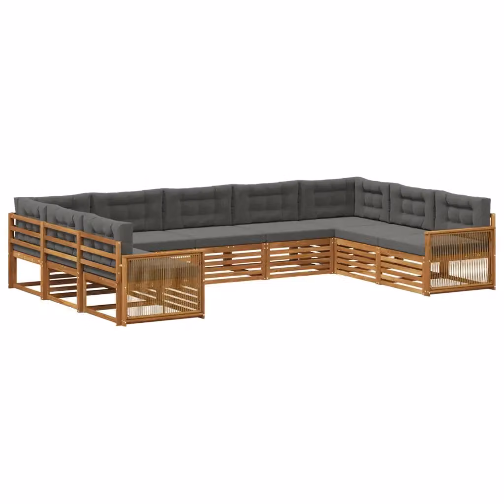 Set di divani da esterno vidaXL a forma di U in legno di acacia con cuscini, beige e antracite – 2