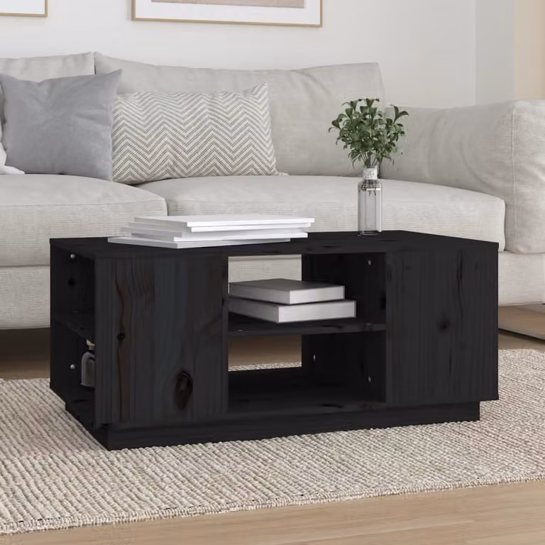 Maison Exclusive - Tavolino nero 90x49x40,5 cm in legno massello di pino