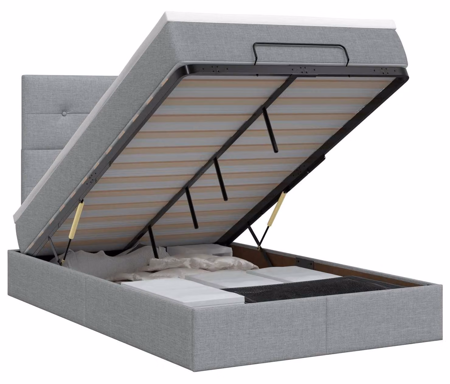 Pouf ottomano con materasso, colore grigio chiaro, dimensioni 120 x 200 cm, rivestito in tessuto