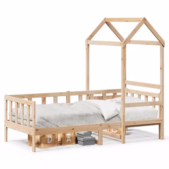 Letto singolo | Letto per adulti | Dormeuse con Tetto 80x200 cm in Legno Massello di Pino
