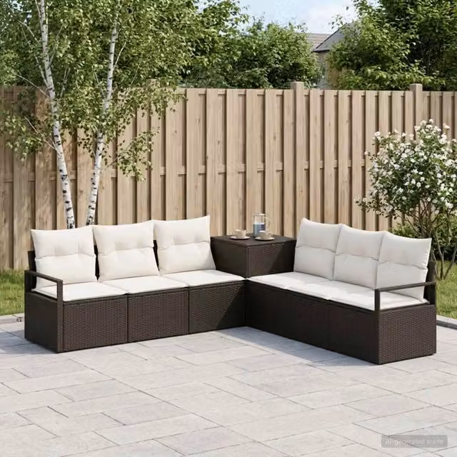 Set di divani 7 pz Nero e Bianco Crema 120 x 62 x 69 cm. 3448715