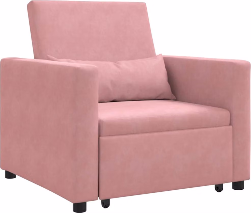 Divano letto estraibile singolo con ruote Rosa chiaro Velluto