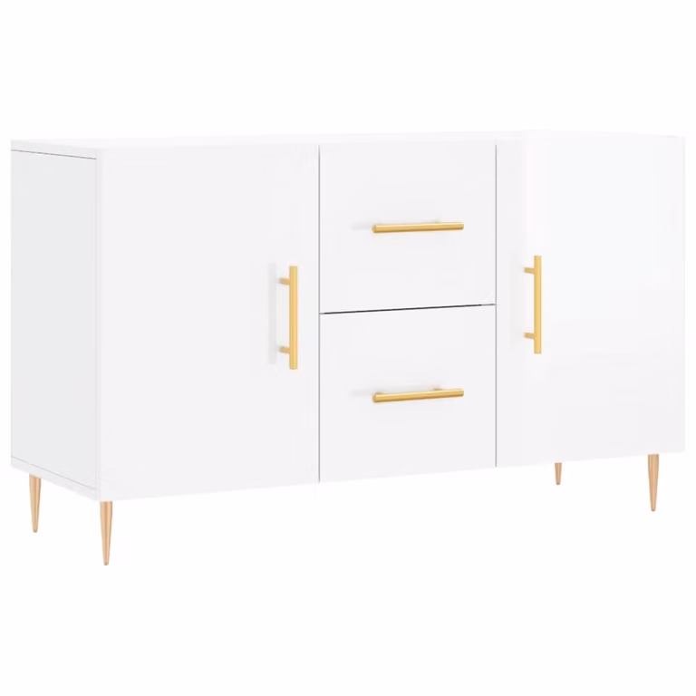 Credenza Bianco Lucido 100x36x60 cm in Legno Multistrato
