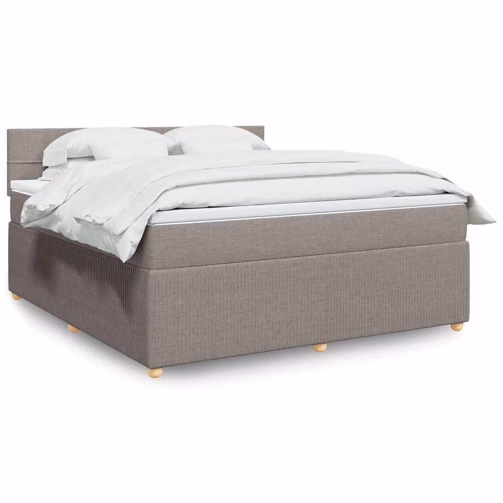 vidaXL Giroletto a Molle con Materasso in Tessuto Beige e Grigio L/P/H: 180 x 200 x 100,5 cm – 1