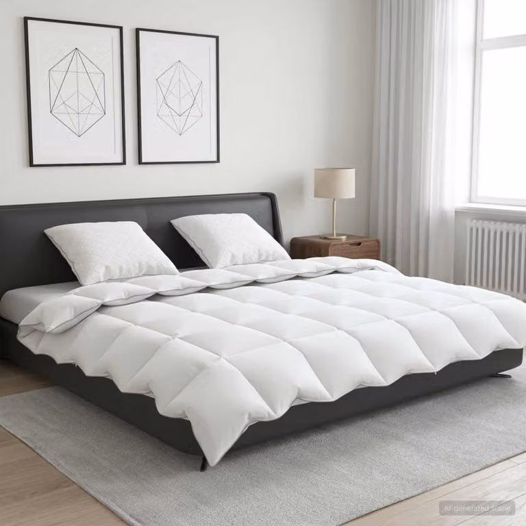 Set di 3 piumoni e cuscini vidaXL FULDA in piume d'oca e cotone, colore bianco, L 200 x L 220 cm