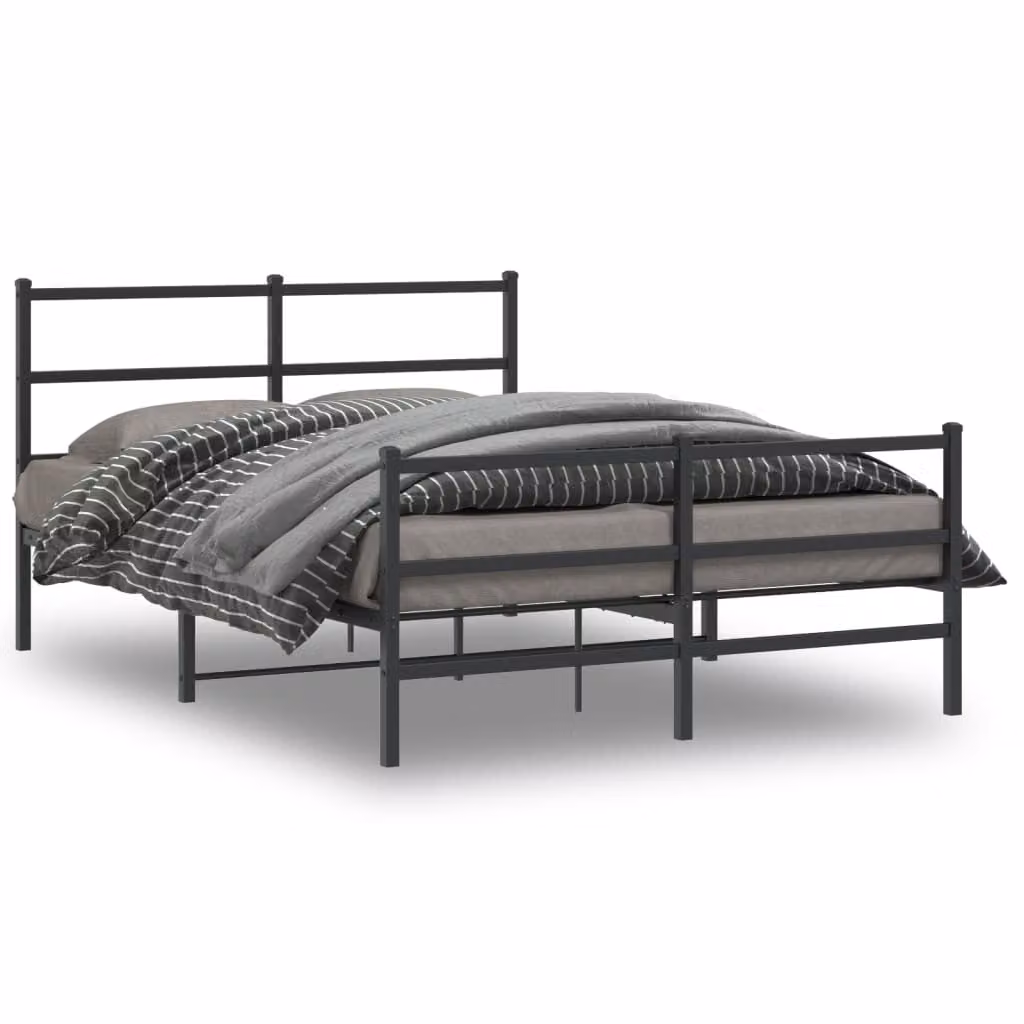 vidaXL Giroletto in metallo nero con testiera e pediera L: 142 cm, P: 196 cm, H: 90 cm