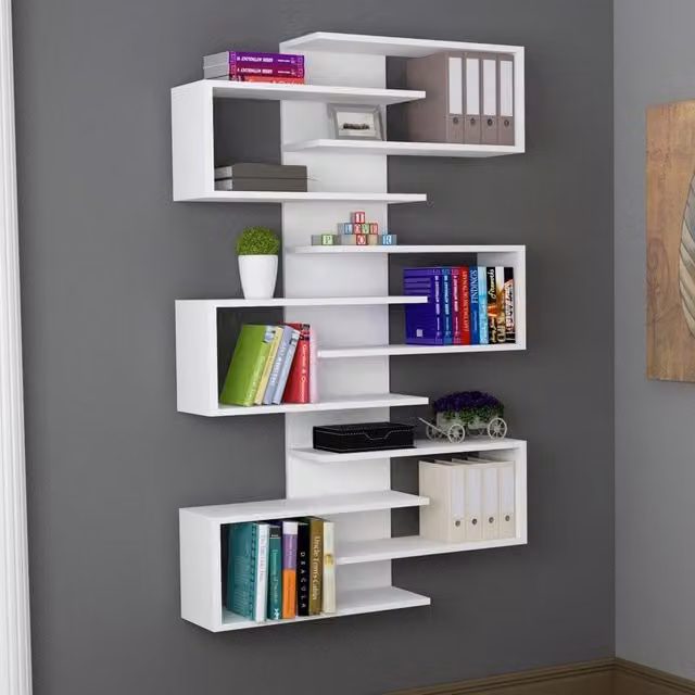 Biblioteca Trenzano, Libreria 11 Ripiani, 75x21x161h cm Bianco