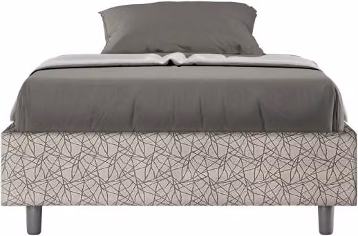 Letto Sommier imbottito 1 piazza e mezza 120x200 cm tessuto Era Azelia - Con rete,Grigio