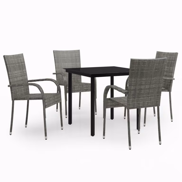 Set Mobili da Pranzo per Giardino 5 pz Grigio e Nero
