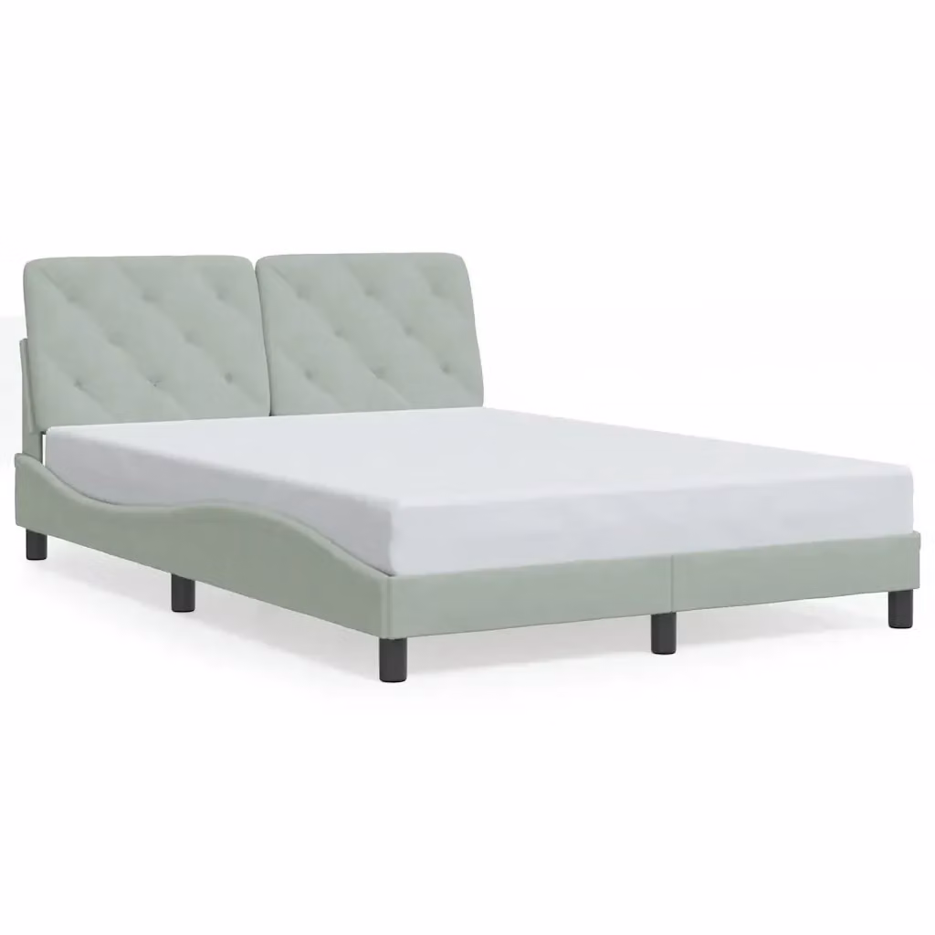 Struttura Letto Design Mania in Velluto Grigio Chiaro senza Materasso L: 140 cm, P: 190 cm – 2