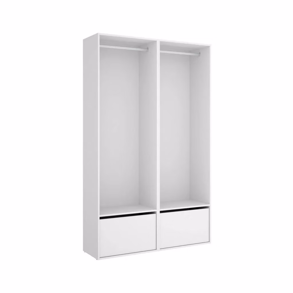 Armadio da camera da letto DMORA moderno con ante pieghevoli, porta pantaloni e appendiabiti, L 120 cm x P 45 cm x H 205 cm, Bianco e Rovere – 2