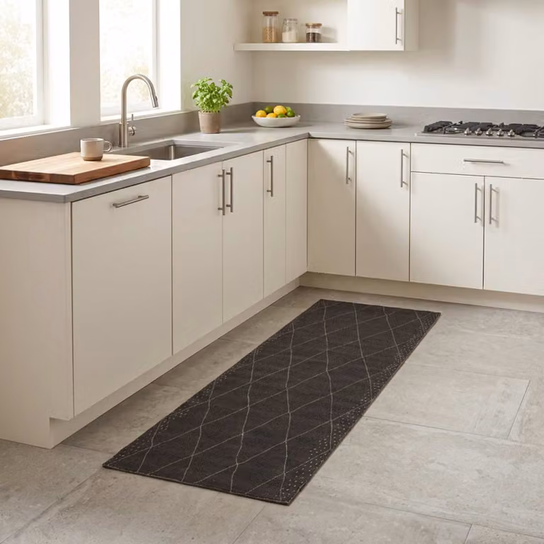 vidaXL Tappeto da cucina antracite a quadretti, lavabile e antiscivolo, L: 180 cm, P: 60 cm