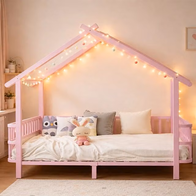 letto per bambini in metallo rosa 90 x 200 cm