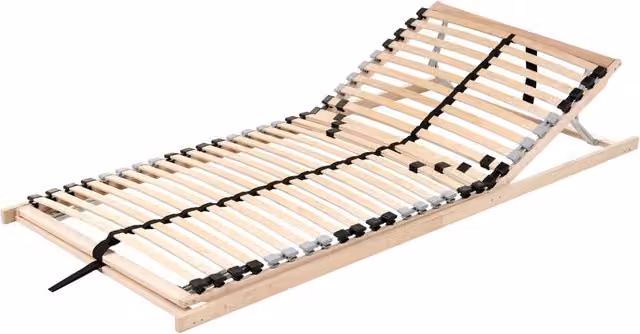 Base letto a doghe singolo Beliani in legno di betulla con doghe piatte, colore beige/marrone, L: 90 cm, P: 200 cm