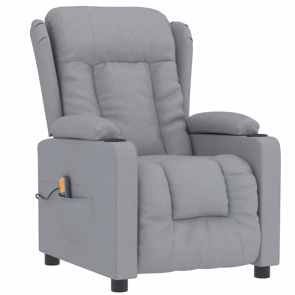 Divano Sedia-Poltrona Massaggiante in Tessuto Grigio Chiaro con Braccioli e Reclinabile Design Moderno – 2