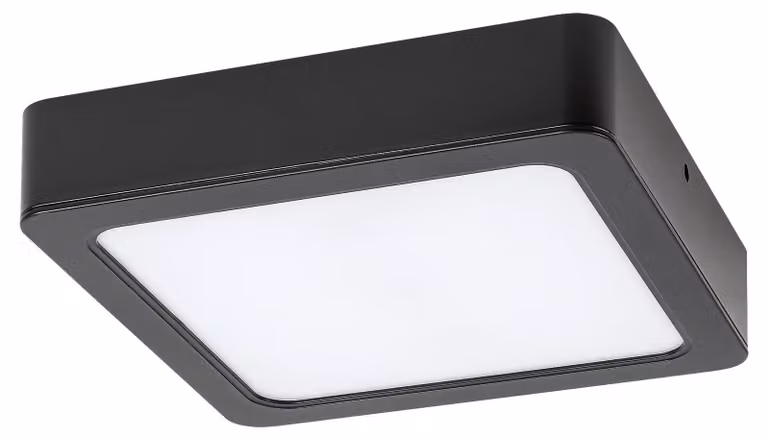 Plafoniera LED SHAUN quadrata plastica nera 4000K L:22cm L:22cm H:4,5cm
