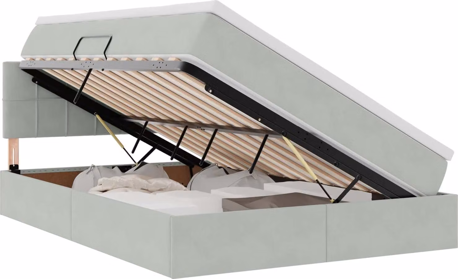 Letto con contenitore LED e materasso Grigio Chiaro