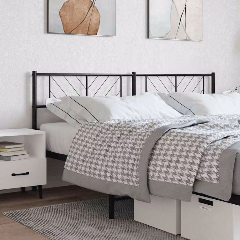 Testiera di ricambio vidaXL in metallo nero con design geometrico per letto 200x200 cm