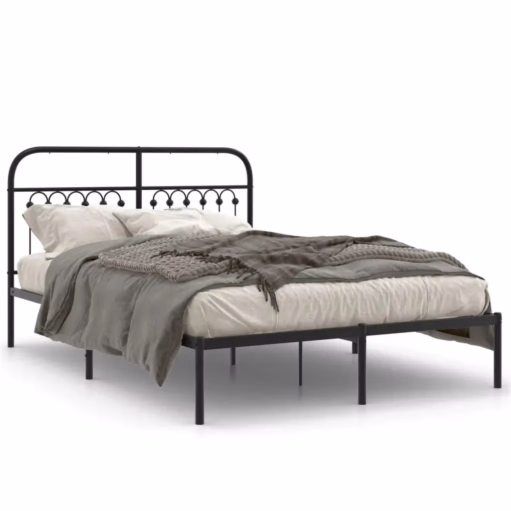 Letto con testiera in metallo nero vidaXL L/P/H: 140 x 190 x 146 cm – 2