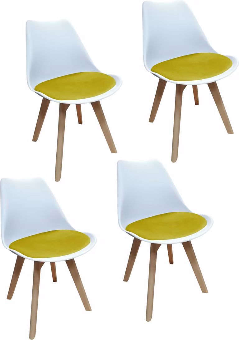 Set di 4 sedie di design con seduta imbottita Sedie da pranzo in stile scandinavo