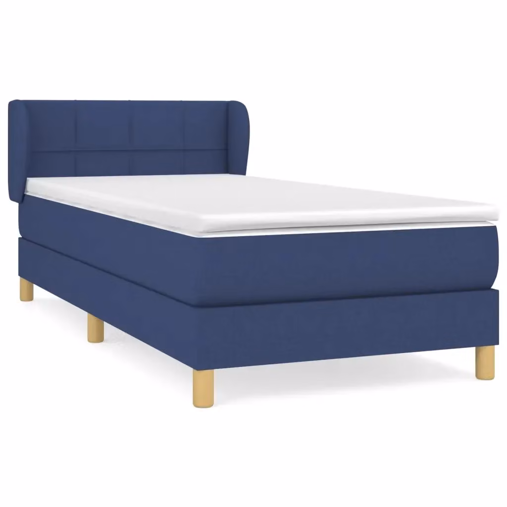 Letto Ibrido vidaXL con Giroletto a Molle e Materasso in Tessuto Blu e Bianco L/P/H: 90 x 200 x 203 cm – 2