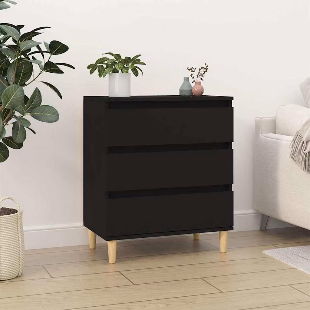 Credenza moderna vidaXL in legno nero opaco, L: 60 cm, P: 35 cm, H: 70 cm