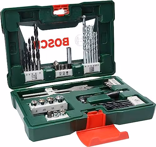 Bosch Set Da 41 Pezzi Di Punte E Bit V-Line In Titanio , Con Avvitatore Ad Angolo, Per Legno, Pietra E Metallo, Accessori Per Utensili Di Foratura E Avvitamento