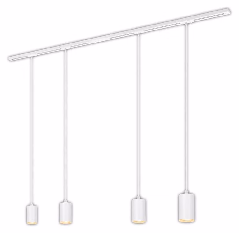 Sistema a binario Briloner Rail, set completo, 4x pendenti GU10, alimentazione, bianco, 1,5 m