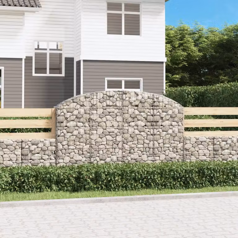 Cesto Gabbione ad Arco vidaXL in Acciaio Zincato Grigio L: 200 cm, P: 30 cm, H: 120/140 cm