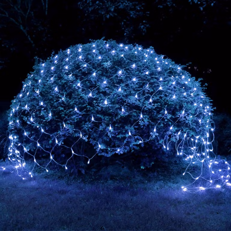 Catena luminosa con 96 LED, dimensioni 1,5x1,5 metri, adatta per uso esterno, impermeabile (grado di protezione IP65), con 8 modalità di illuminazione