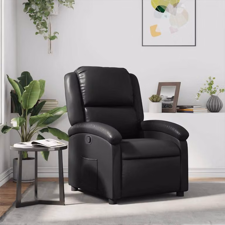 Poltrona reclinabile relax vidaXL in similpelle nera con braccioli e struttura in legno e metallo