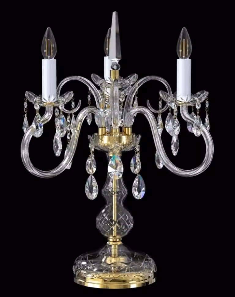 Casa Padrino lampada da tavolo barocca in cristallo oro/bianco Ø 49 x H. 62 cm - Magnifica lampada da tavolo con vetro di cristallo di Boemia - Lampade barocche in cristallo