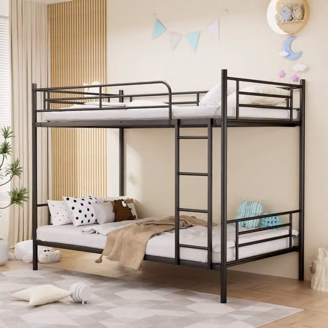 Letto a castello Minimal in metallo nero per bambini 90x190 cm – 1