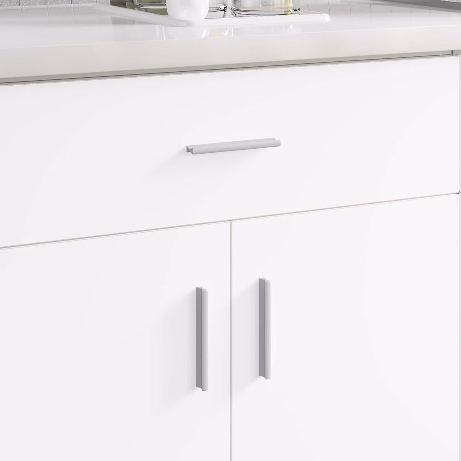 Maniglia a barra vidaXL in alluminio color argento opaco, L: 10,57 cm, P: 1,55 cm, H: 7,4 cm