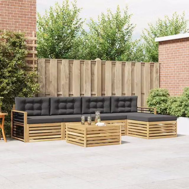 Set di divani da esterno 7 pz Bianco e Antracite Poliestere 3390377