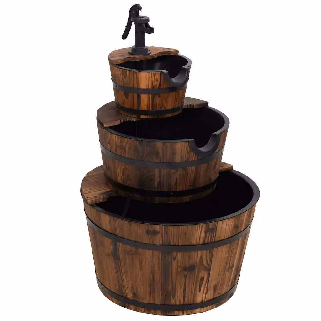 Fontana d'Acqua Cascade vidaXL in Legno di Abete Marrone con Pompa, L/P/H: 60 x 60 x 94 cm – 2