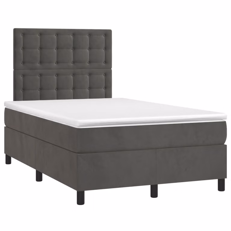Maison Exclusive - Letto boxspring con materasso e LED grigio scuro 120x190 cm velluto