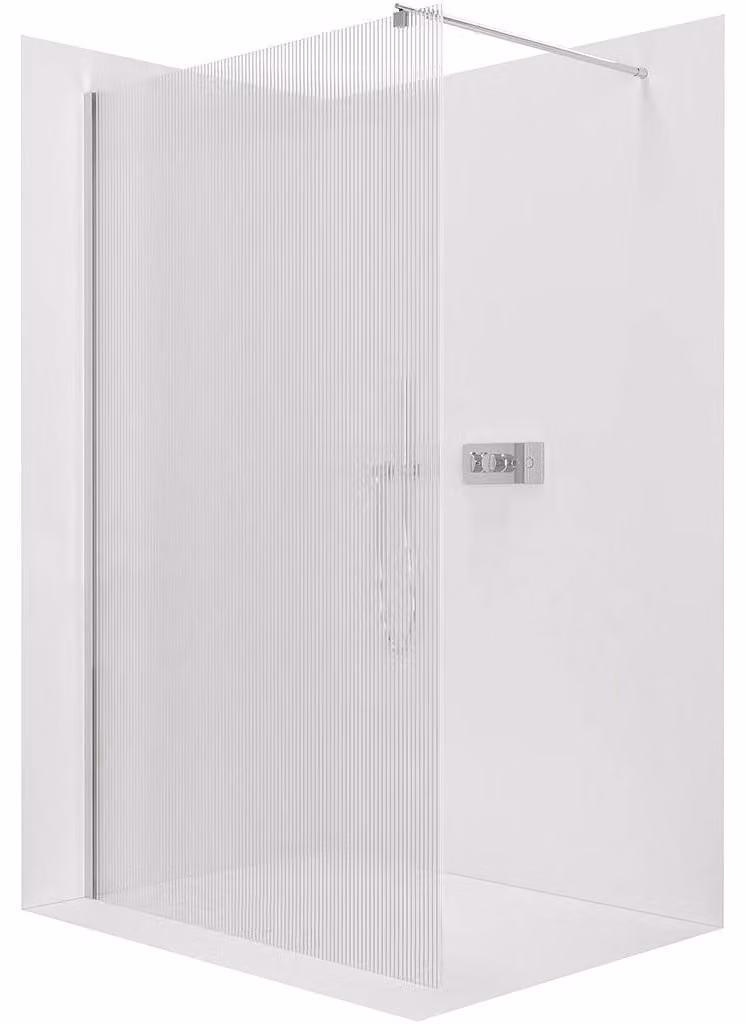 CERANO - Box doccia Walk-in Onyx Round L/P - 8 mm - montante rotondo - cromato, vetro satinato - 80x200 cm